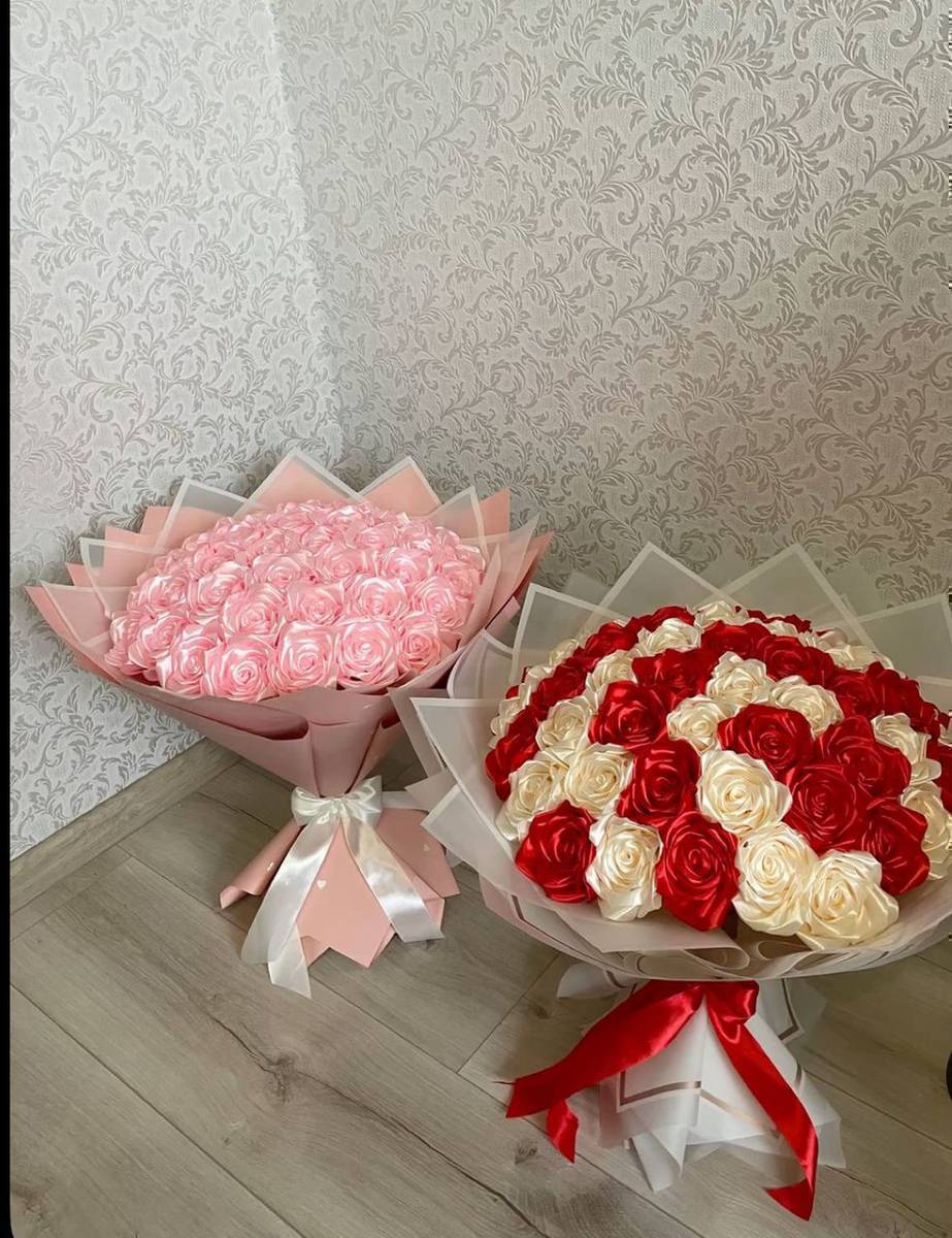 Атласный лентадан гулдорду на заказ жазайбыз 8 мартка туулган кундорго заказ бериниздер