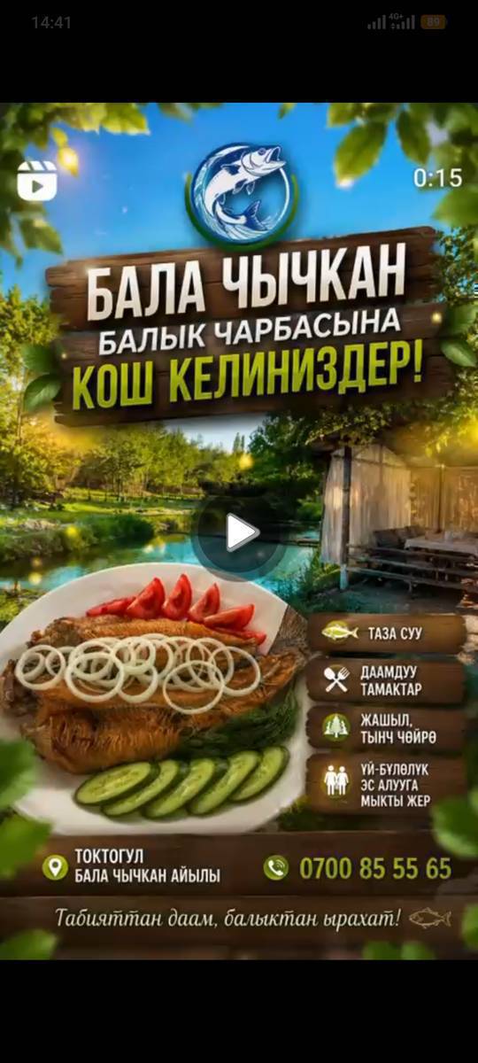 Бала-Чычкан Балык чарбасы!! балык кууруп сата баштадык иштөө убактысы саат 11 ден кечки 10 го чейин сиздерди күтөбүз!