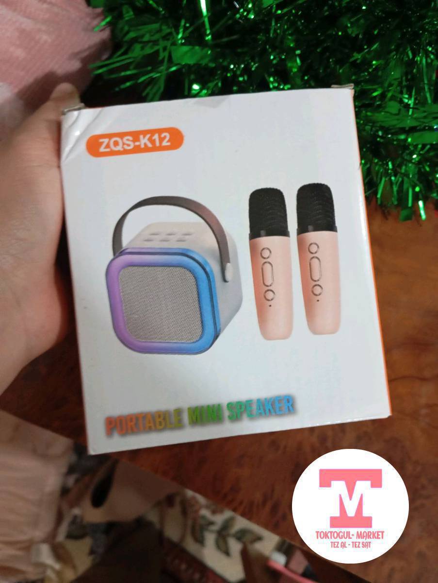 Mини колонка,2 микрофону мн сатылат 700сомдон