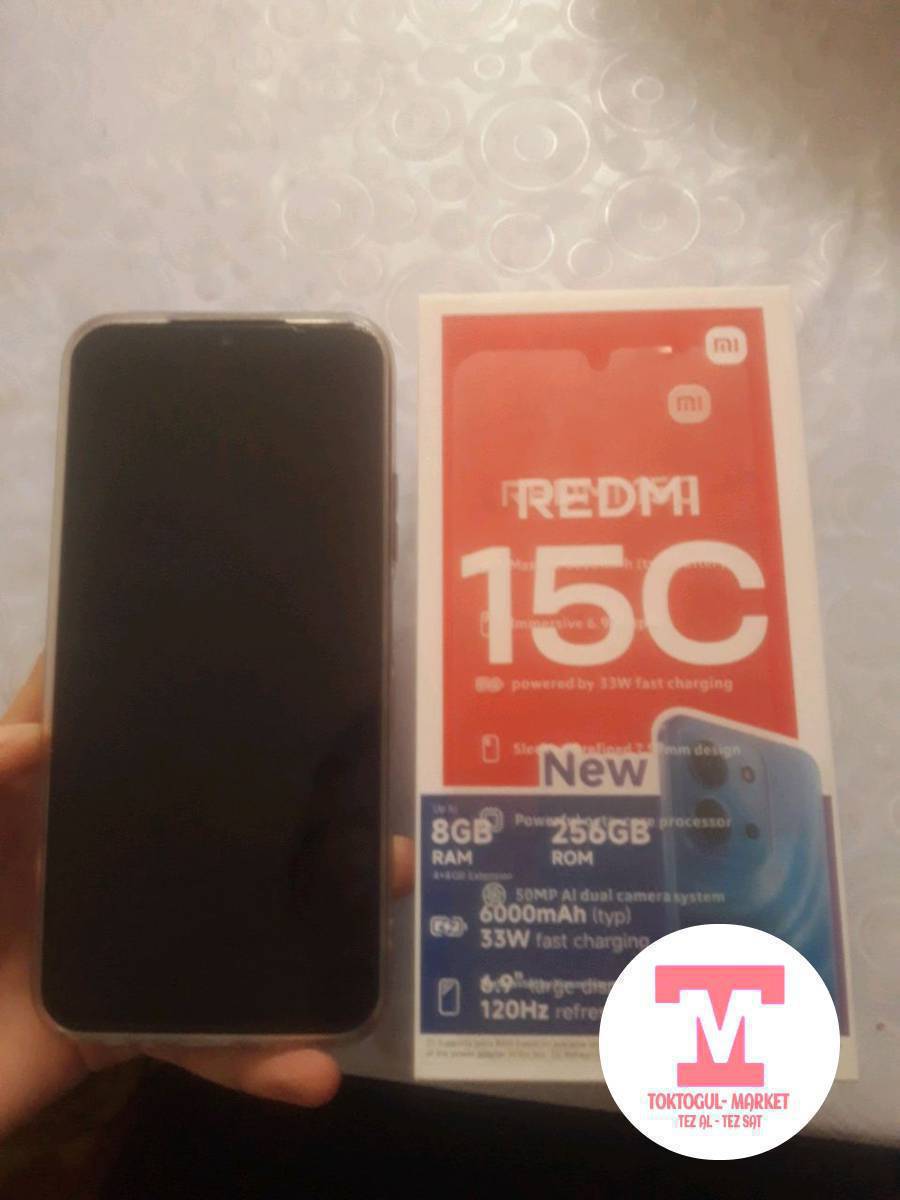 Редми 15с телефон сатылат памият 256 жаңы колдонулган 1 жума баасы 10000 аканчателна 15 ке алгам
